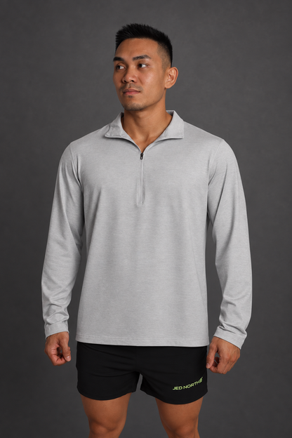 Jed North Men's Quarter-Zip Training Long Sleeve - Heather Gray