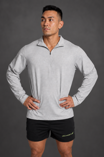 Jed North Men's Quarter-Zip Training Long Sleeve - Heather Gray