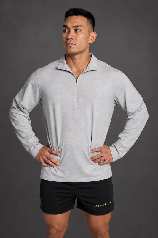 Jed North Men's Quarter-Zip Training Long Sleeve - Heather Gray