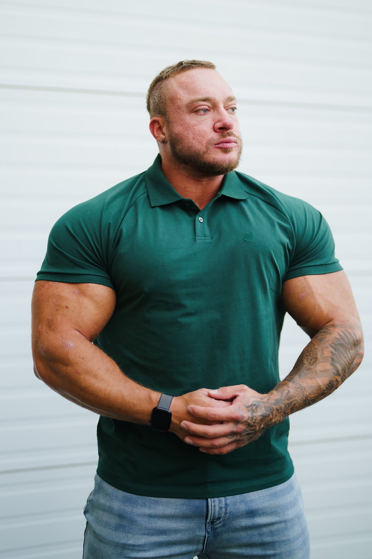 Jed North Men's Muscle Fit All-Day Polo T-Shirt - Evergreen