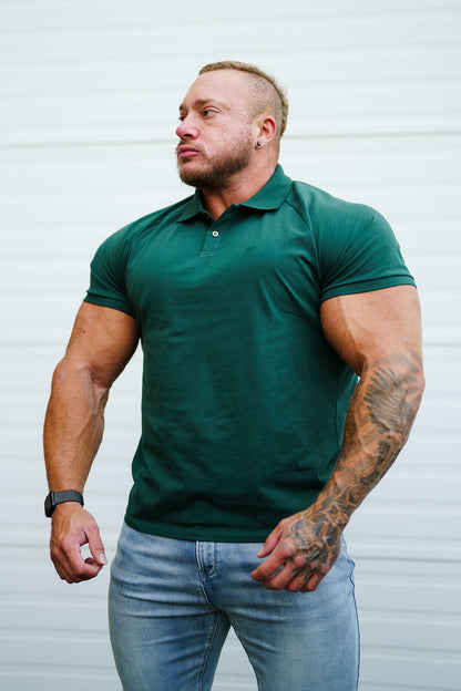Jed North Men's Muscle Fit All-Day Polo T-Shirt - Evergreen