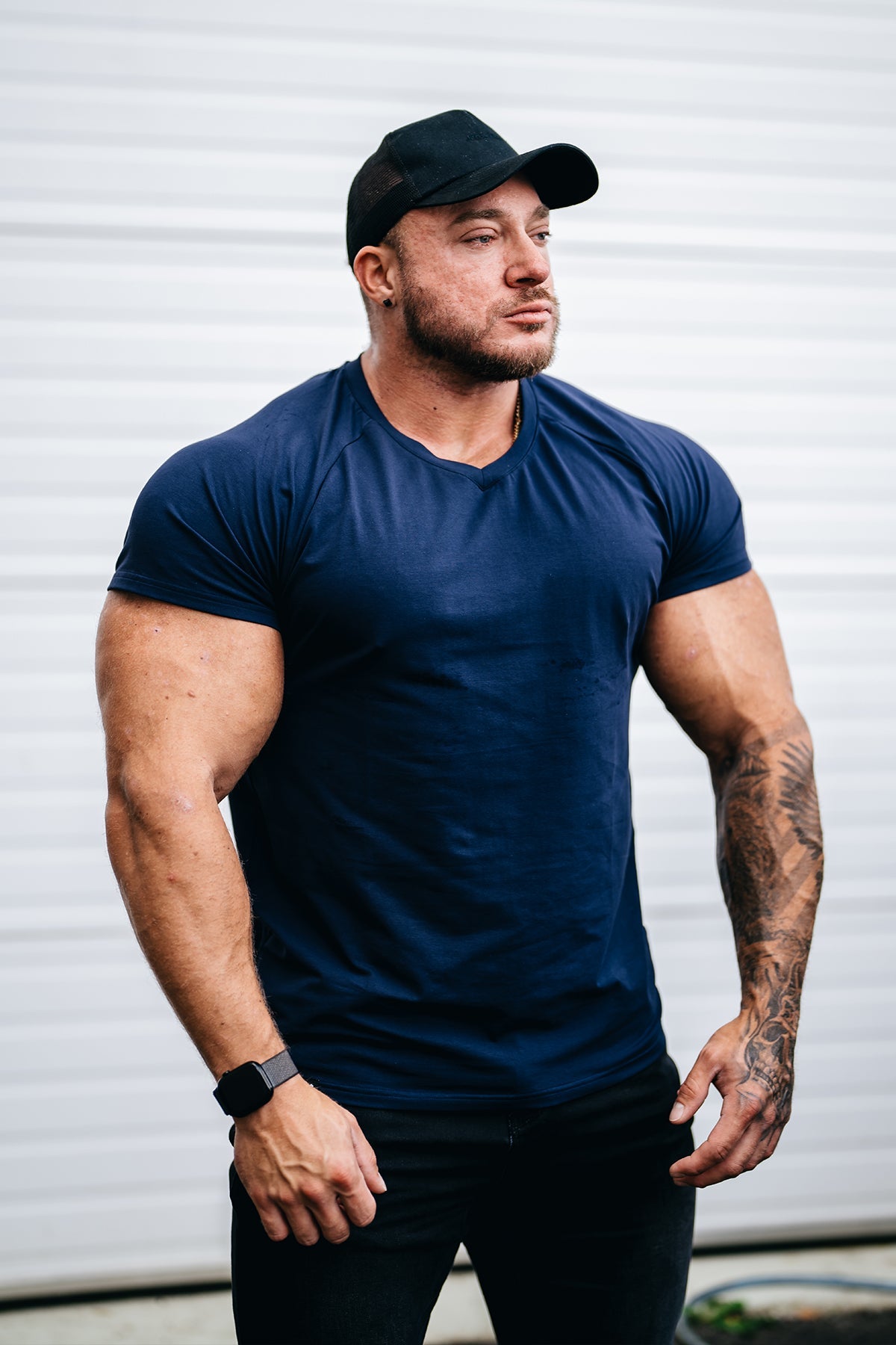 Jed North Men's V Neck Muscle-Fit T-Shirt - Navy
