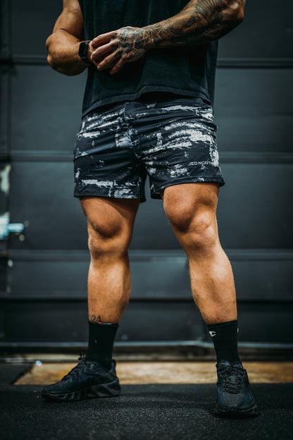 Jed North Men's Agile Bodybuilding 4'' Shorts w Zipper Pockets - Brushed Black