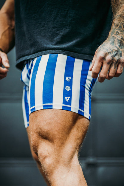 Jed North Men's Retro Bodybuilding Shorts - Blue & White