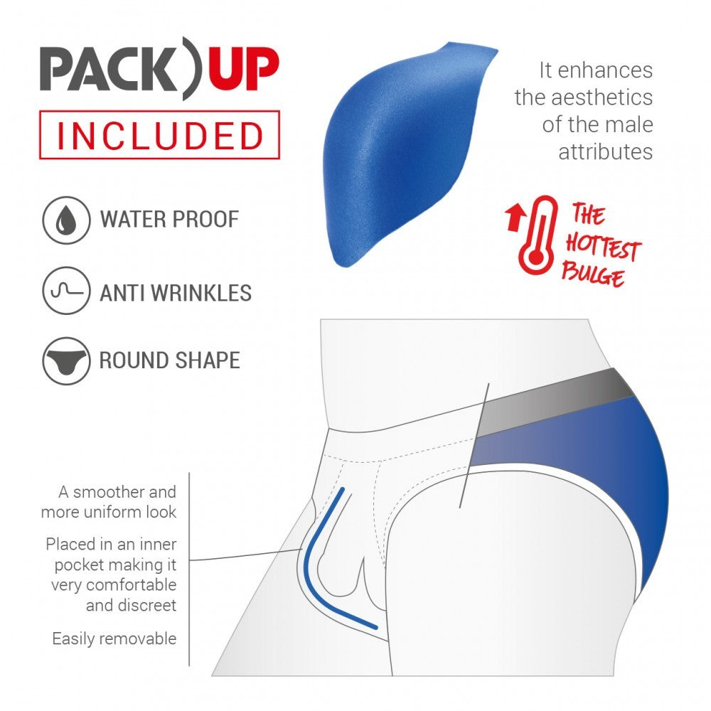 Rainbow swim trunk blue silicone male enhancement device with rounded shape waterproof and anti-wrinkles design