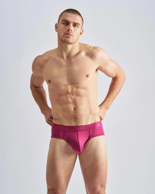 Vibrant fuchsia reign brief athletic briefs with sleek form-fitting design and smooth fabric waistband