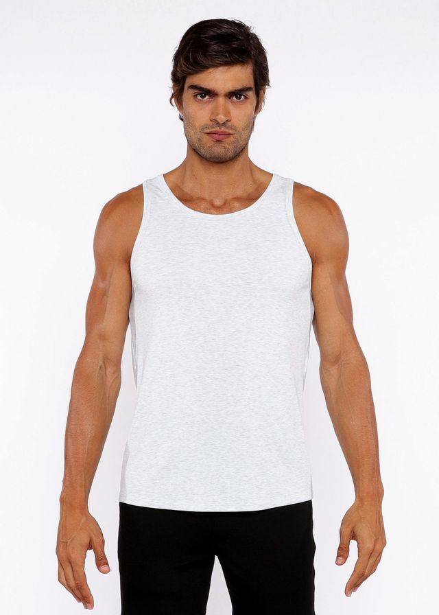 White rib modal tank sleeveless top with round neckline and relaxed fit perfect for casual wear
