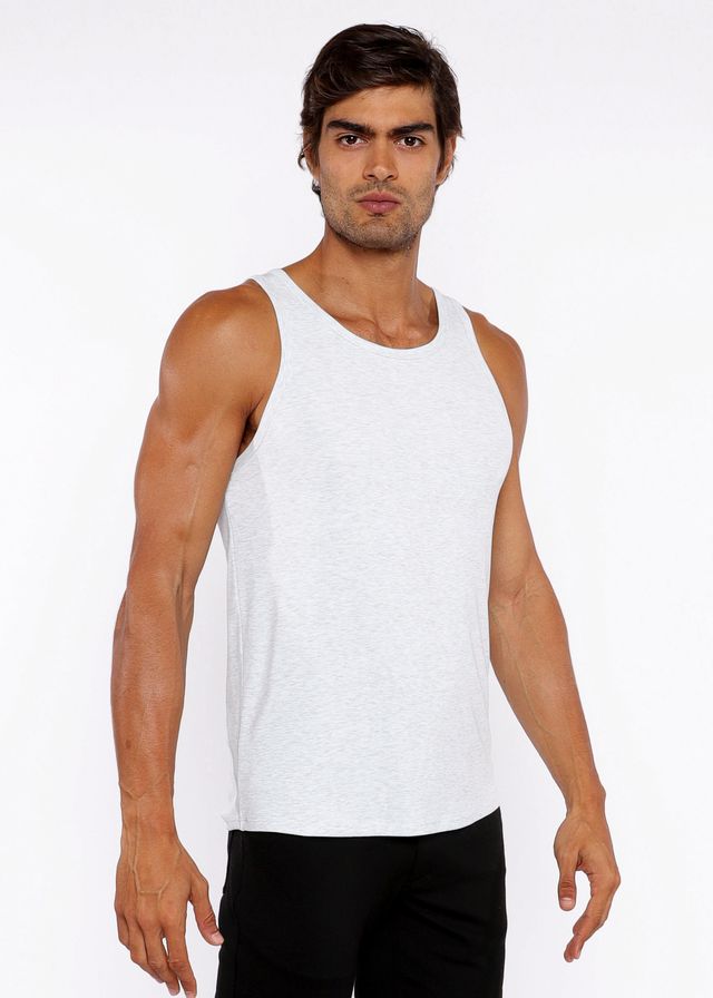White rib modal tank top with a simple fitted design and sleeveless style perfect for casual wear
