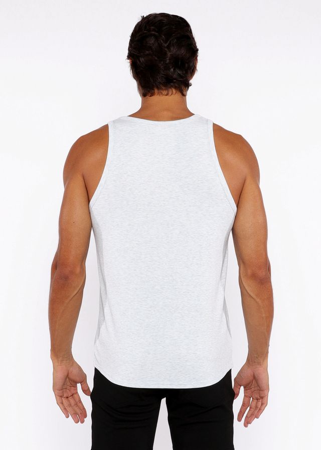 A white rib modal tank top with a sleeveless fitted design perfect for casual wear