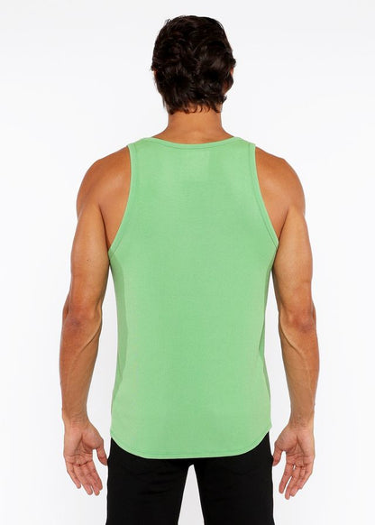 Rib modal tank solid light green sleeveless tank top with rounded neckline and hemmed armholes