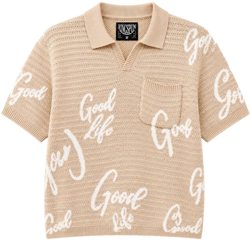 Ringspun Men's Ringspun S/S Knit Polo Shirt - Beige