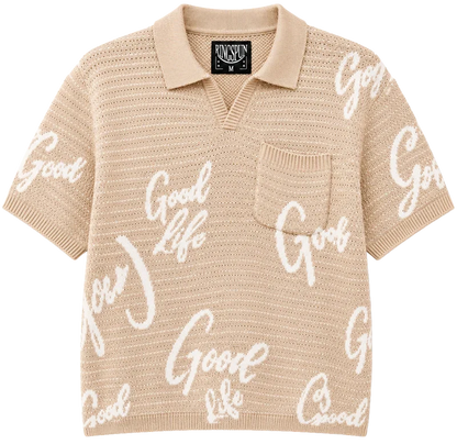 Ringspun Men's Ringspun S/S Knit Polo Shirt - Beige