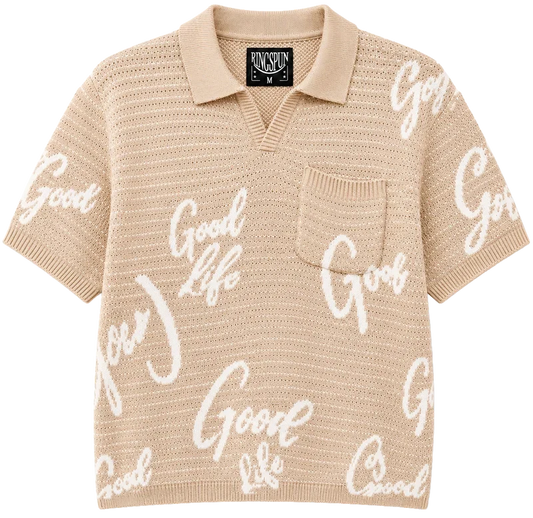 Ringspun Men's Ringspun S/S Knit Polo Shirt - Beige