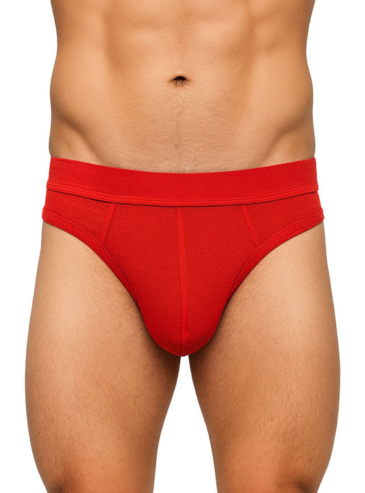 Red Relax Thong men’s briefs in red with a snug fit and elastic waistband for comfortable support