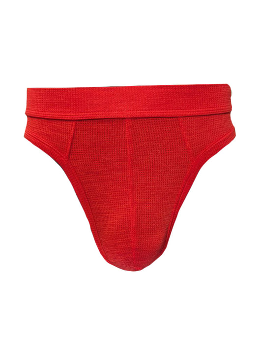 Red relax thong red textured briefs with a ribbed waistband for comfortable everyday wear