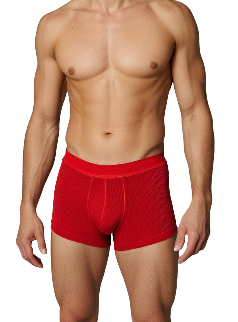 Red relax trunk red ribbed boxer briefs with a snug contoured fit designed for comfort and support