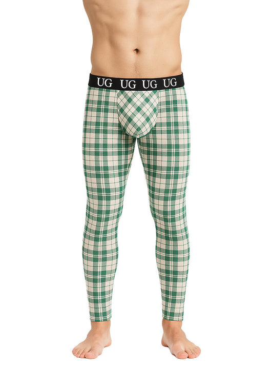 Relax leggings featuring green and white plaid patterned ug underwear with a black waistband and logo