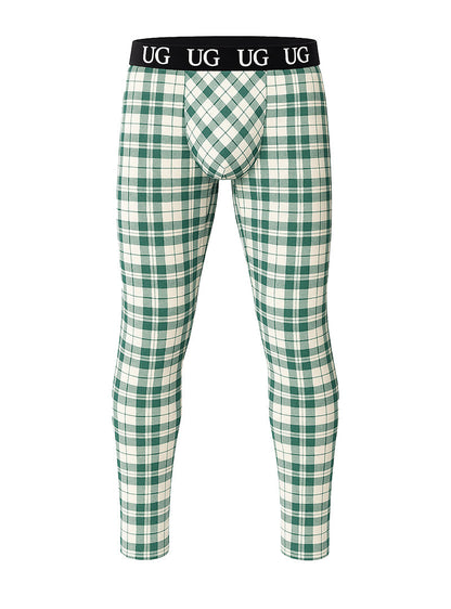 Relax leggings green and white plaid underwear pants with black waistband featuring ug brand logo