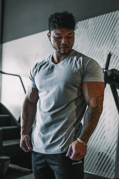 Jed North Men's V Neck Muscle-Fit T-Shirt - Light Gray