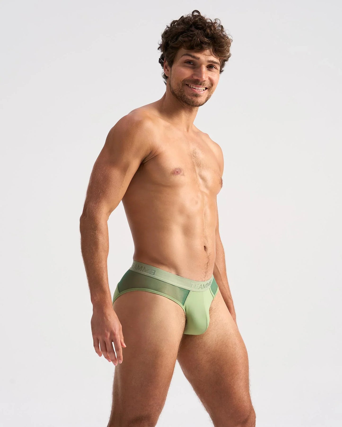 Light green score sheer brief seamless briefs with subtle mesh side panel and elastic waistband for everyday wear