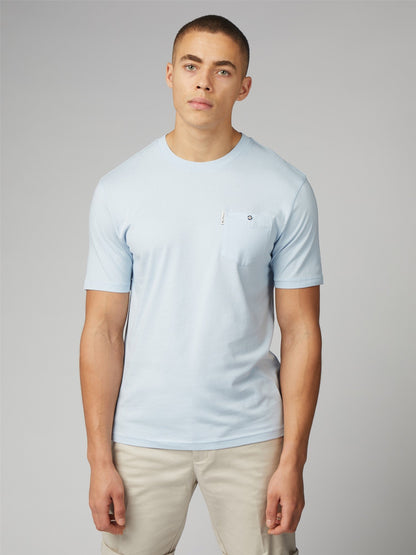 Light blue crewneck signature t-shirt with a small chest pocket and subtle logo perfect for casual wear