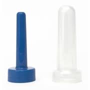 Blue plastic pipette with rounded base and transparent counterpart for precise liquid handling by SKWERT