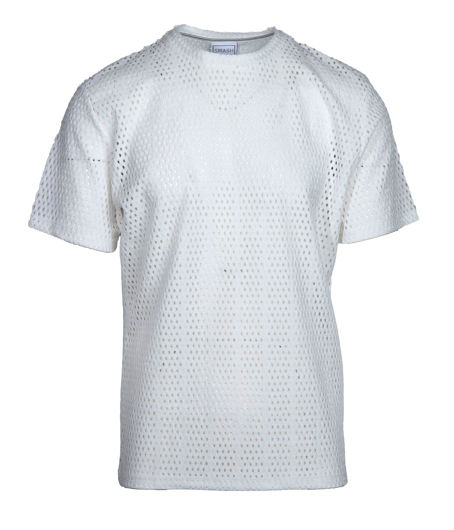 Smash Gossamer Lace Top white perforated cotton t-shirt with round neckline and short sleeves