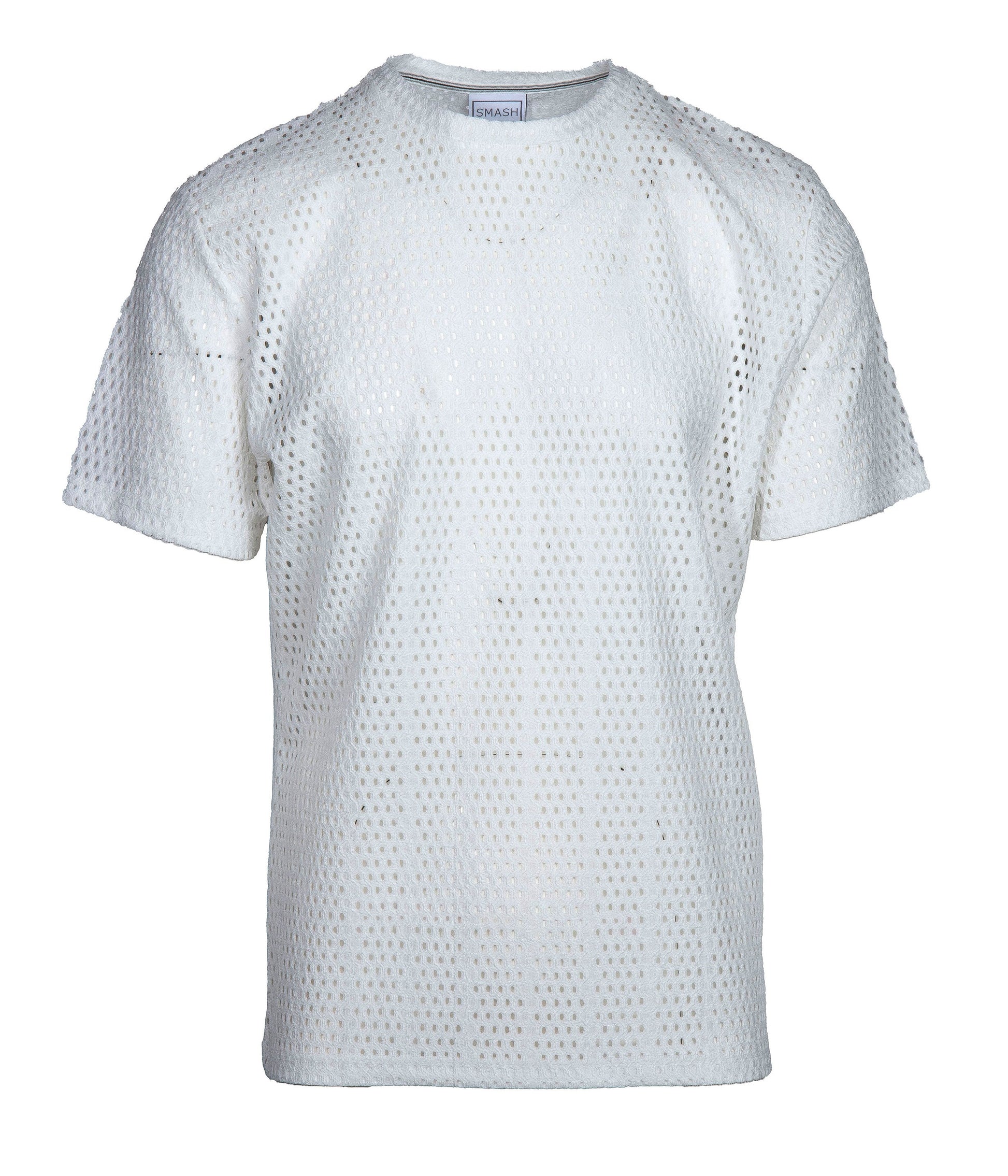 Smash Gossamer Lace Top white perforated cotton t-shirt with round neckline and short sleeves