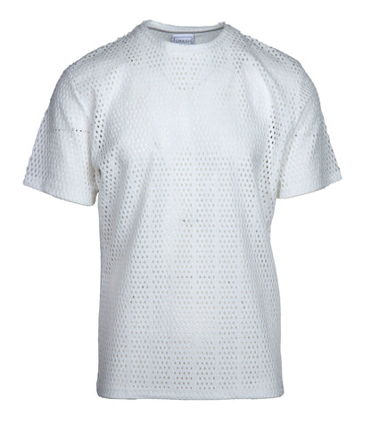 Smash Gossamer Lace Top white perforated cotton t-shirt with round neckline and short sleeves