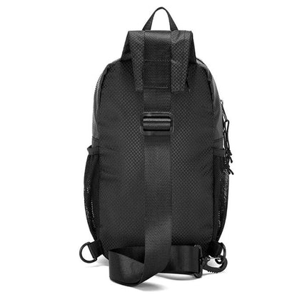 Sport crossbody sling bag black mesh with adjustable strap and side pockets for convenient carrying