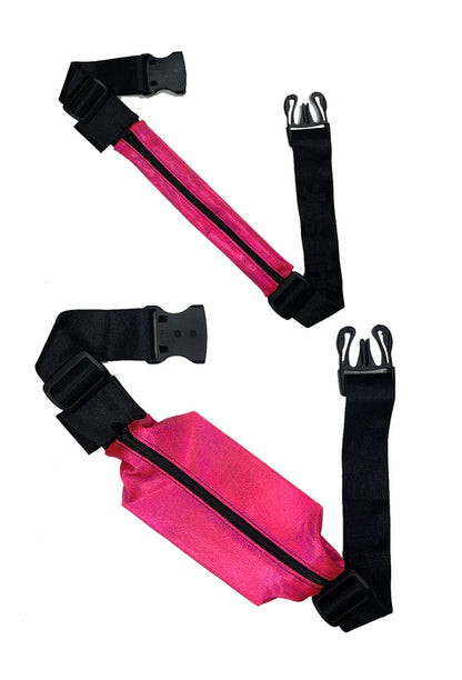 SsbAG runing belt bright pink athletic waist pouch with black zipper and adjustable straps for hands-free running