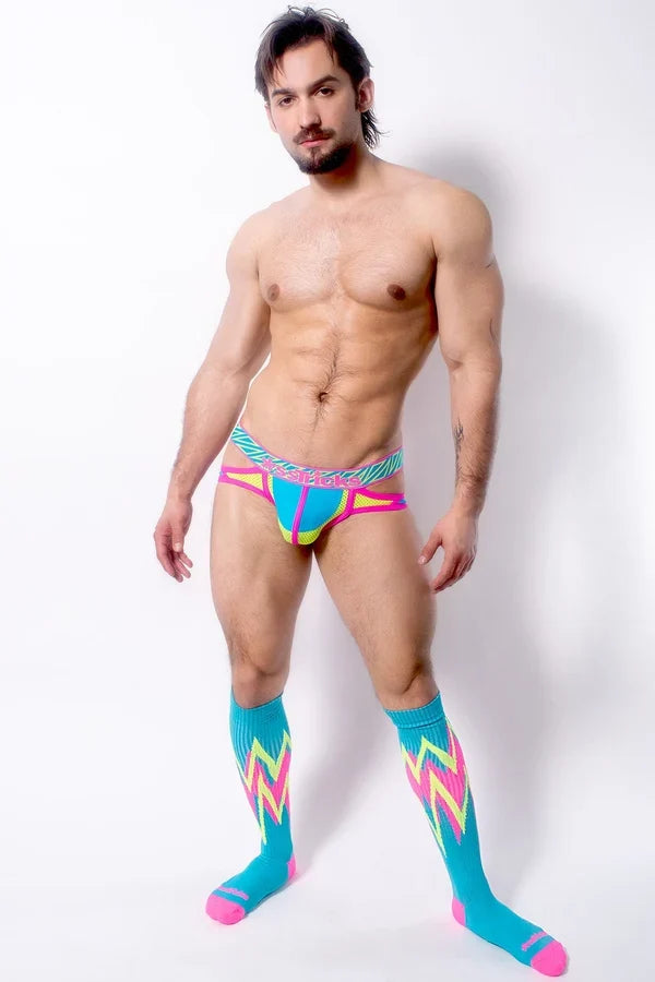 *ssTricks Apparel Men's Prismatik Brief | Blue/Yellow/Pink