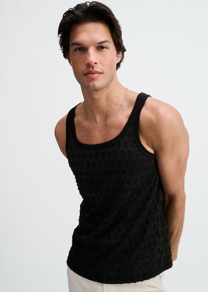 ST33LE Stretch Ripped Knit Tank - Black