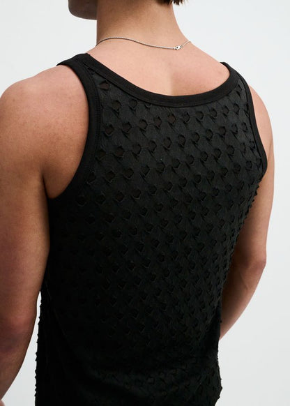 ST33LE Stretch Ripped Knit Tank - Black