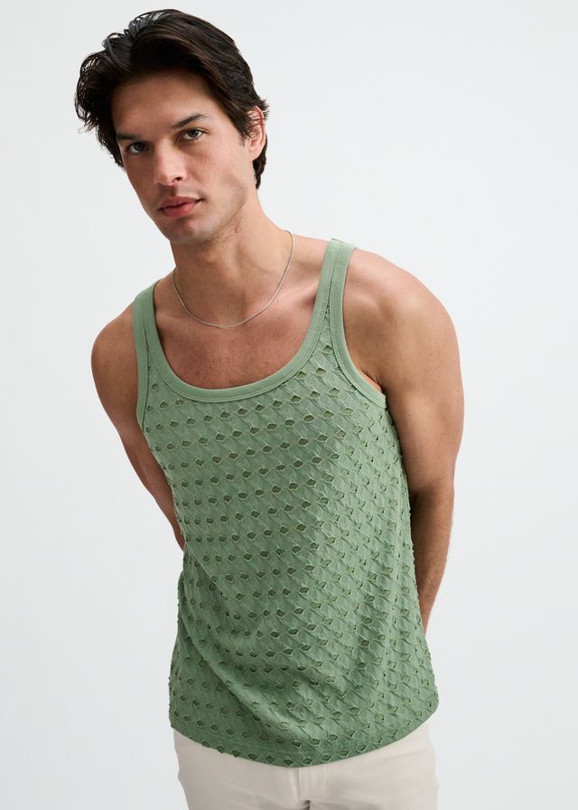 ST33LE Stretch Ripped Knit Tank - Cactus
