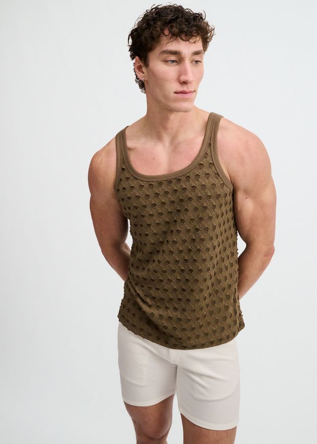 ST33LE Stretch Ripped Knit Tank - Infantry