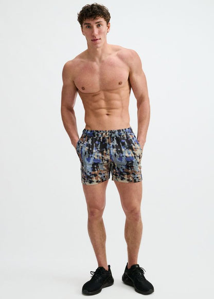 ST33LE Abstract Printed Mesh Stretch Performance Shorts - Cement/Sand