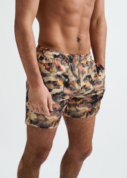 ST33LE Camo Printed Mesh Stretch Performance Shorts - Orange/Black