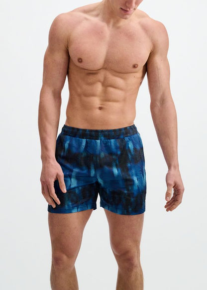 ST33LE Abstract Print Mesh Stretch Performance Shorts - Blue/Navy Abstract