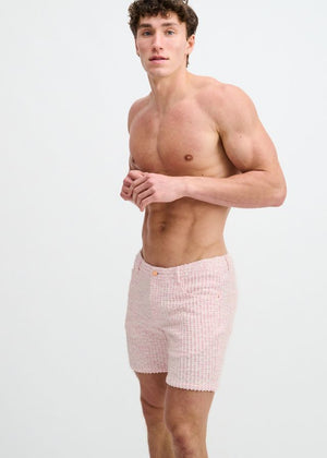 ST33LE Men's Tweed Look Jaquard Stretch Knit Shorts - Crepe Pink