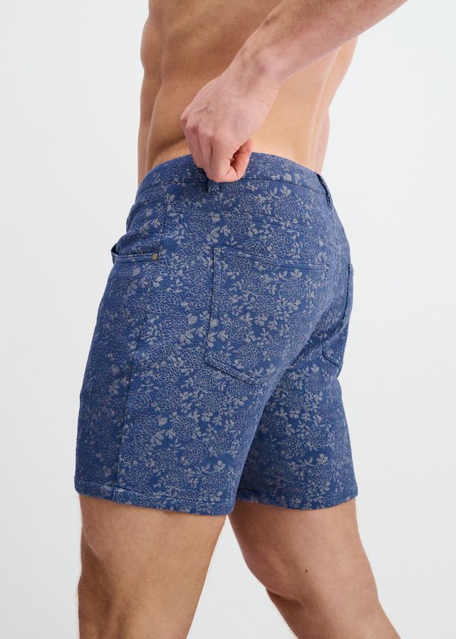 ST33LE Floral Jaquard Stretch Knit Shorts - Powder Blue