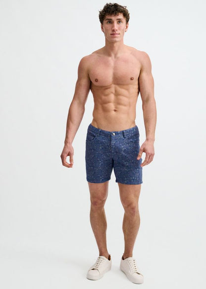 ST33LE Floral Jaquard Stretch Knit Shorts - Powder Blue