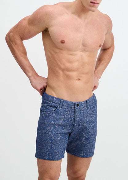 ST33LE Floral Jaquard Stretch Knit Shorts - Powder Blue