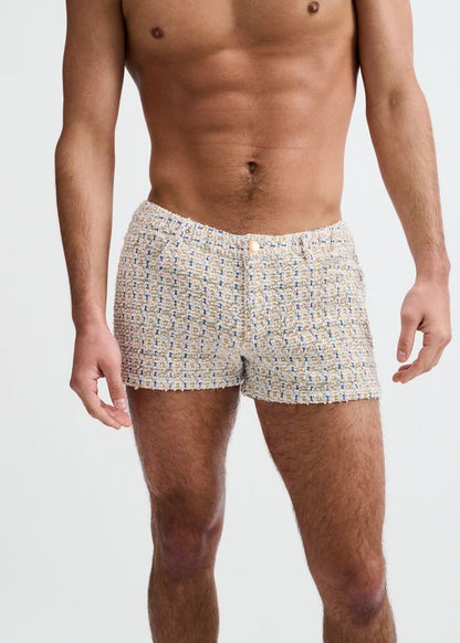 ST33LE 3" Stretch Knit Tweed Look Jacquard Short - Amber/Blue