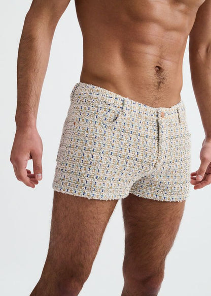 ST33LE 3" Stretch Knit Tweed Look Jacquard Short - Amber/Blue