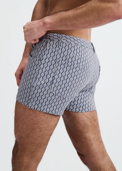 ST33LE 3" Stretch Knit Embossed Jacquard Short - Blue