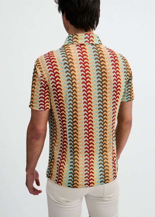 ST33LE Arrow Stripe Open Knit Stretch Shirt - Mirage/Yolk