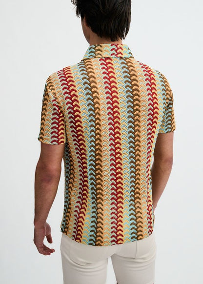 ST33LE Arrow Stripe Open Knit Stretch Shirt - Mirage/Yolk