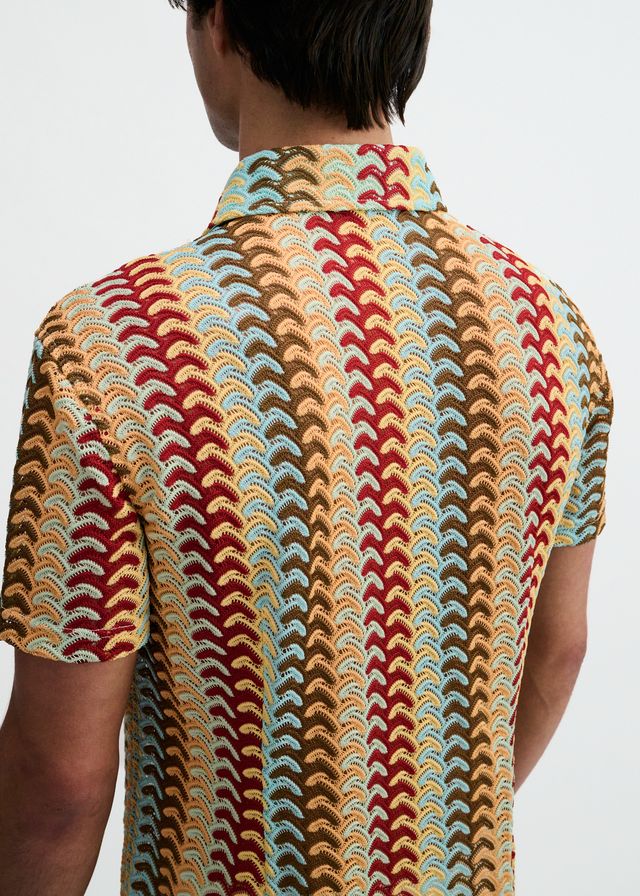 ST33LE Arrow Stripe Open Knit Stretch Shirt - Mirage/Yolk
