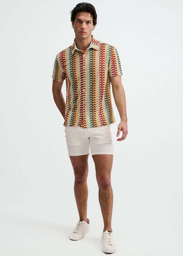 ST33LE Arrow Stripe Open Knit Stretch Shirt - Mirage/Yolk